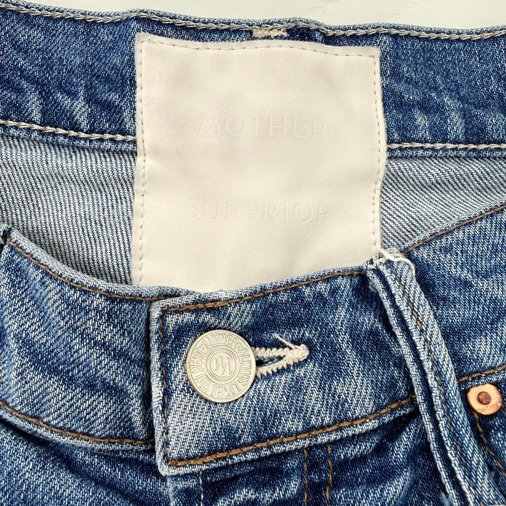 Mother Superior The Flirt Cold Feet Frayed Distressed Denim Jeans Sz 28 Ankle - Picture 9 of 12